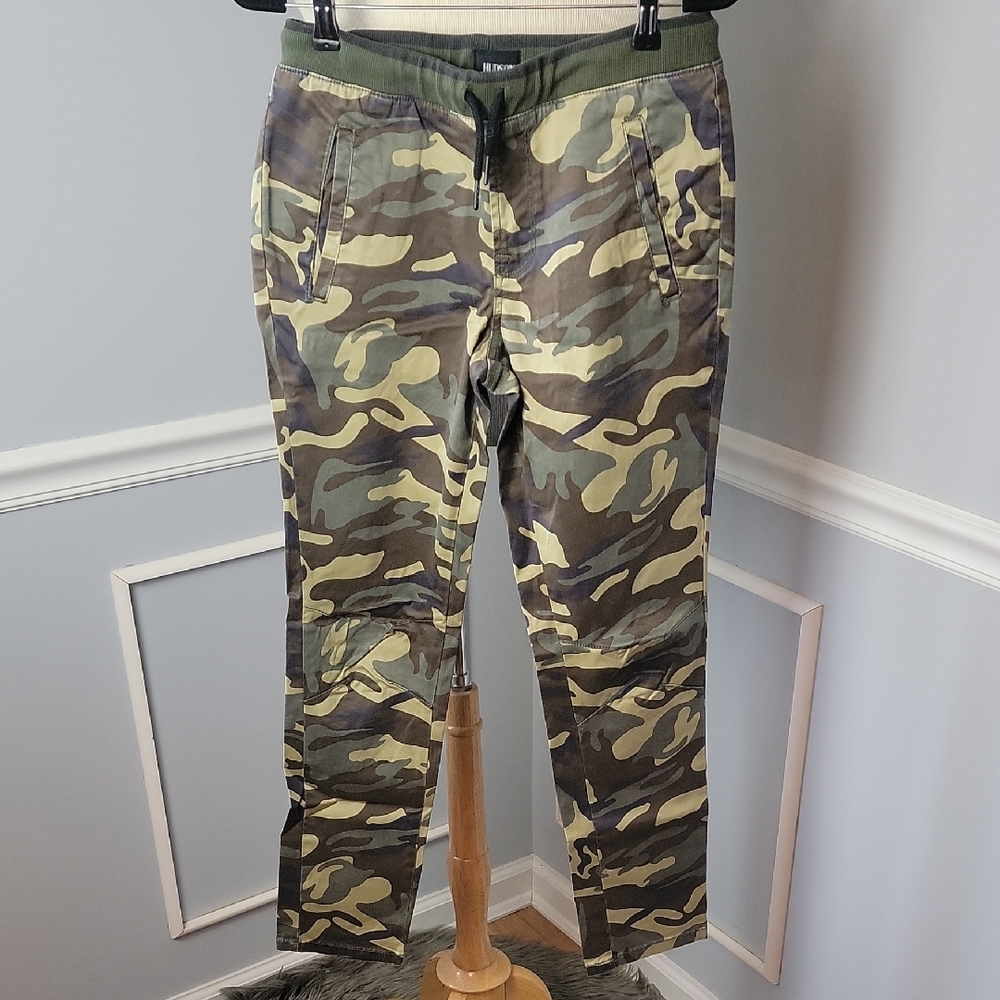 HUDSON KIDS NeW Army Jogger Green Camouflage Elastic Drawstring Waist Pants Sz L
